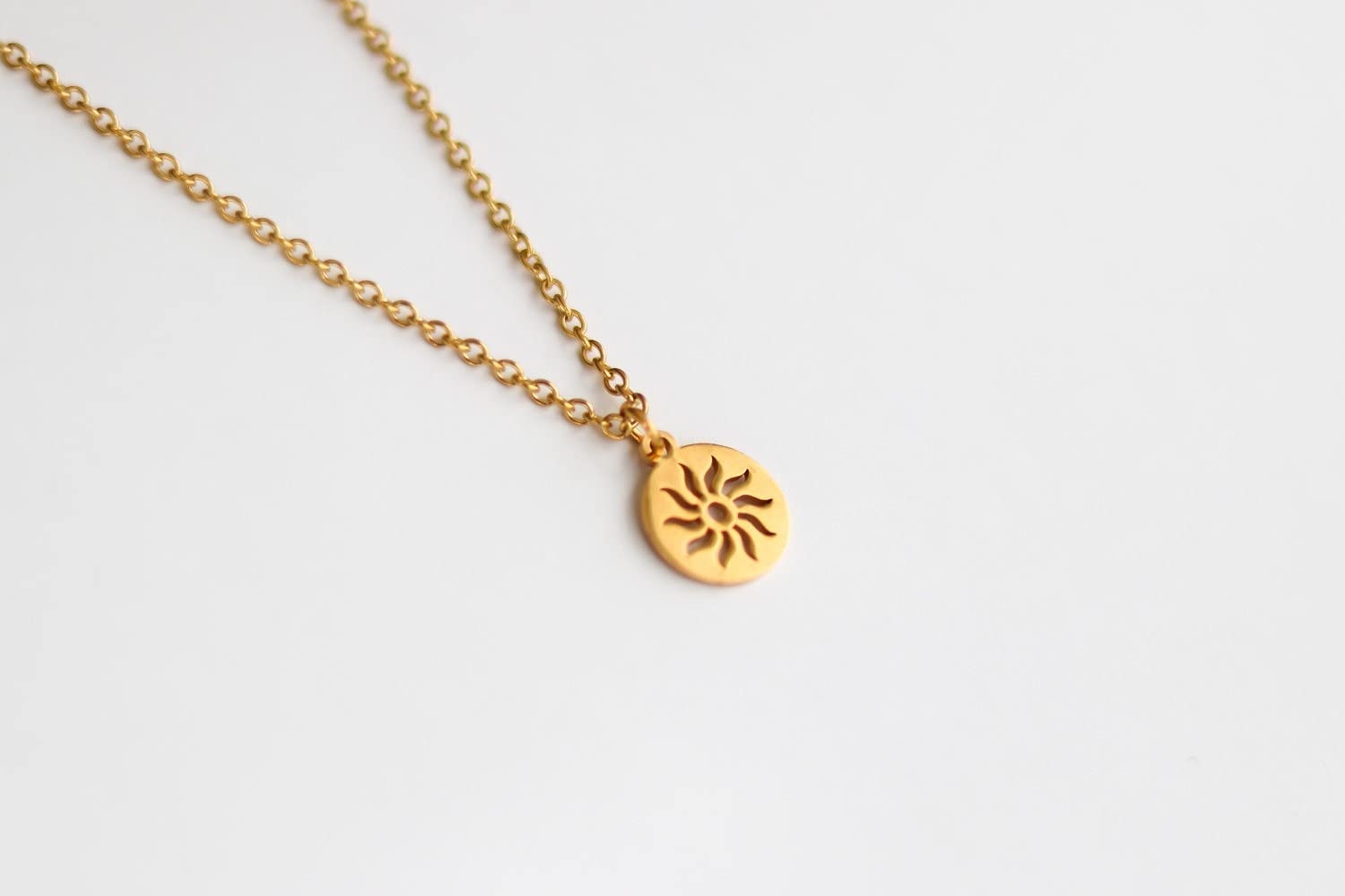 Sun necklace for men, groomsmen gift, men’s necklace gold sun pendant, stainless chain necklace, gift for him, Yoga necklace, waterproof
