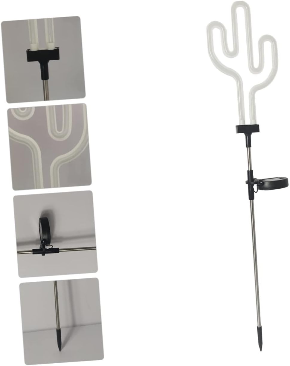 OSALADI 1 pieza de cactus neón luz solar jardín decoraciones flamenco luz flamenco playa bola camino luz solar flamenco paisaje lámpara cactus metal