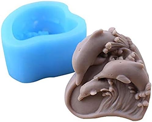 YSCEN – Moldes de jabón de silicona, diseño de delfines, diseño de corazón y delfines, moldes de jabón hechos a mano con temática marina