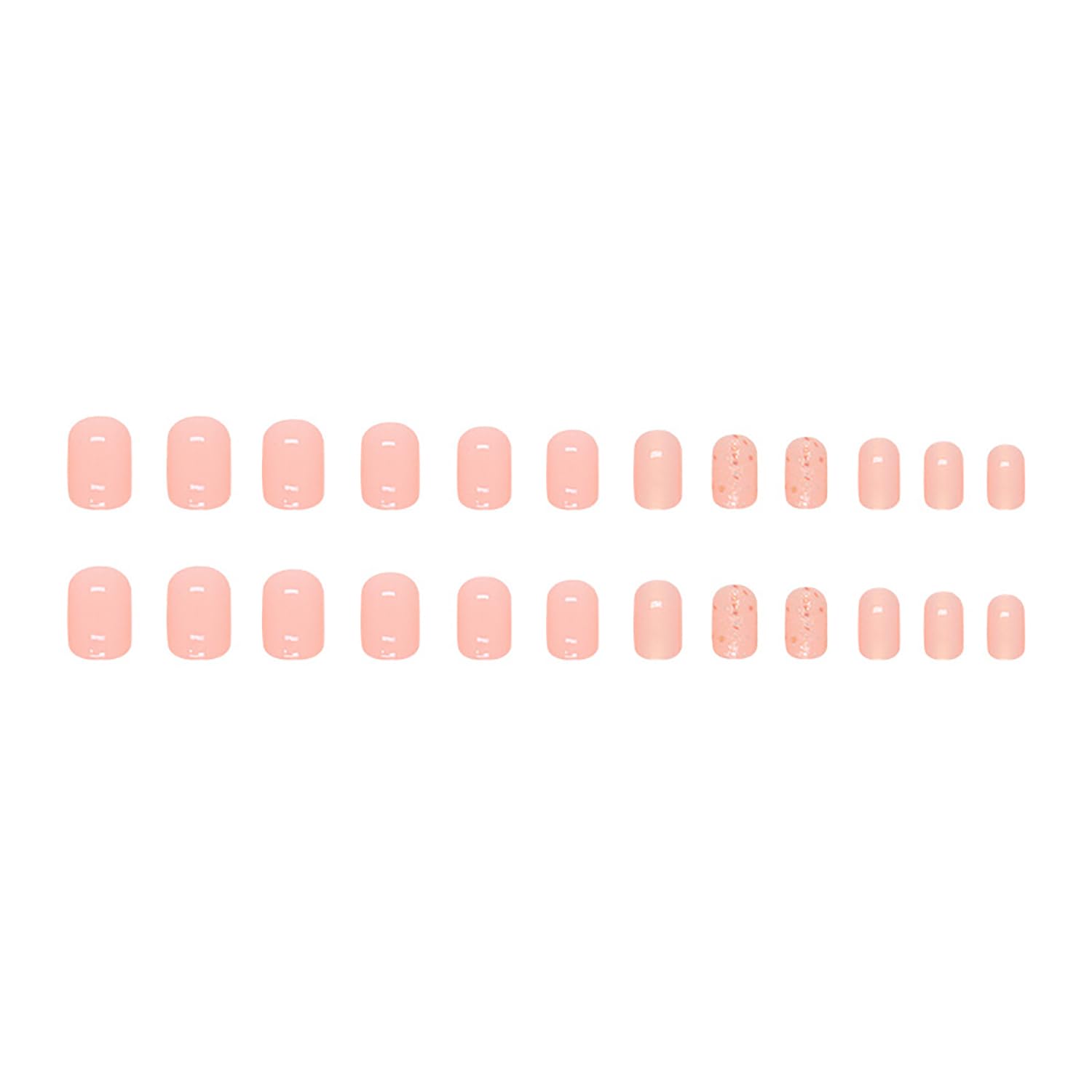 Uñas postizas a presión de color rosa, cuadradas, cortas, SWEKKE de cobertura completa, uñas postizas brillantes con purpurina y brillantes, uñas