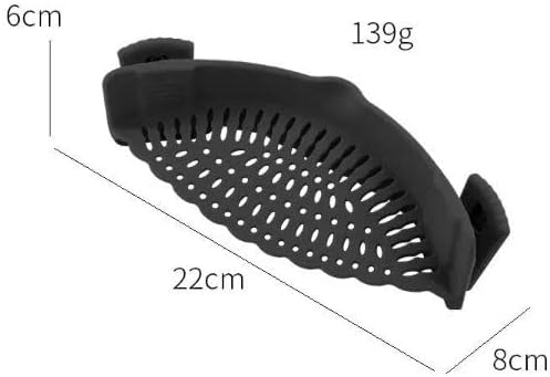 ENDEGOO – Colador de silicona y colador de pasta, colador ajustable de clip negro para ollas, sartenes y cuencos, colador de cocina para frutas y