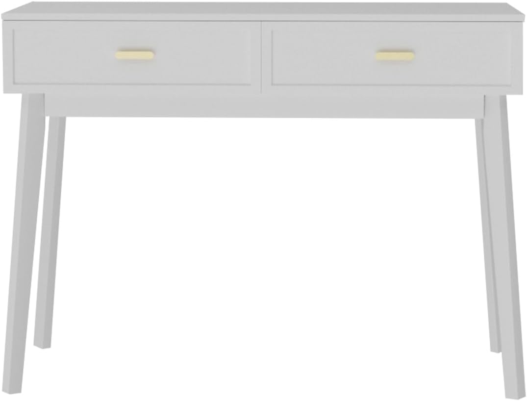 Escritorio blanco con cajones, mesa de computadora para oficina en casa, escritorio de estudio para espacios pequeños, tocador de dormitorio,
