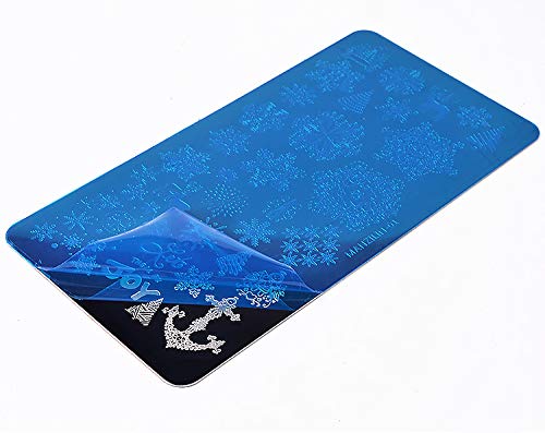 WOKOTO Juego de 5 placas de arte de uñas de Navidad, juego de estampación para nieve, invierno, arte de uñas, placa de imagen, plantilla de