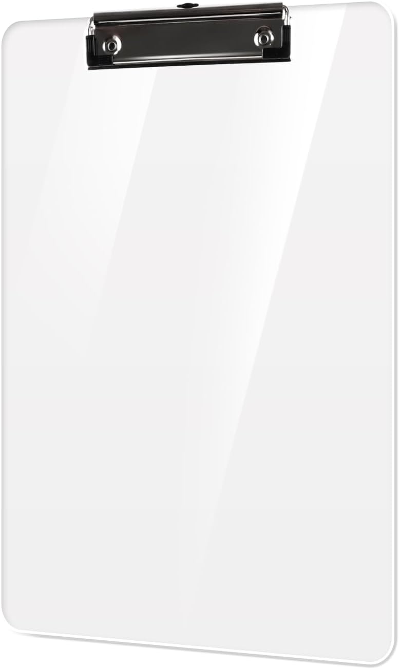 Portapapeles de plástico, tablero de acrílico transparente de 8.5 x 11 pulgadas para aula, estudiantes, niños, mujeres, tamaño carta A4,