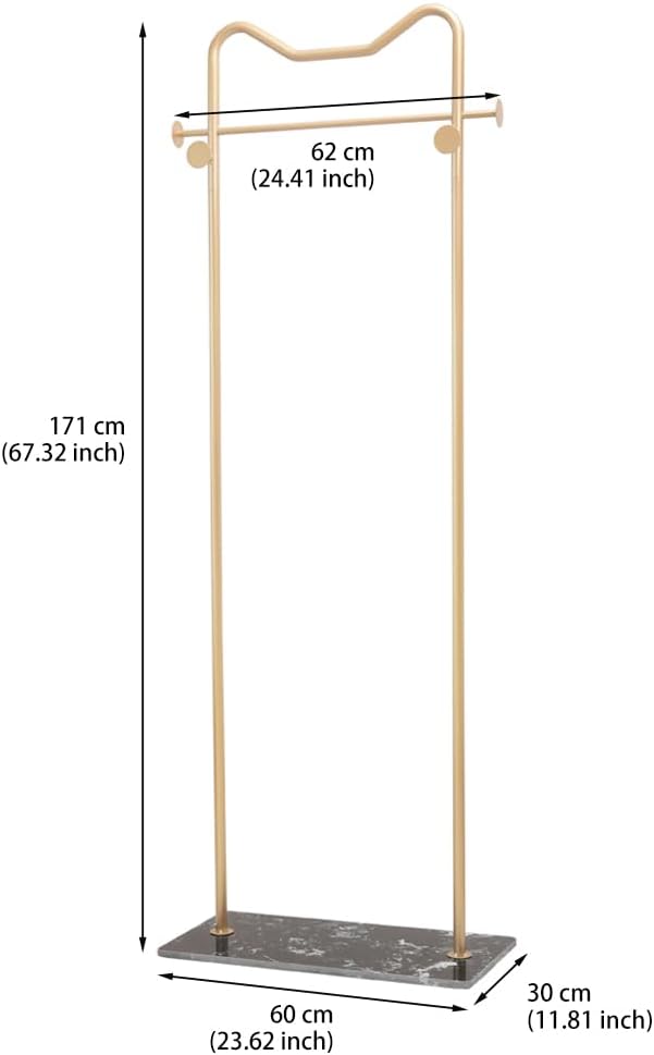 Perchero de metal con base de mármol, soporte para colgar ropa para dormitorio, perchero de pie, perchero resistente, perchero independiente, dorado