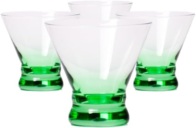 Vasos de cóctel de colores sin tallo (verde)  Martinis, Margaritas, cualquier bebida  Bar, mesa o fiesta  Gran regalo  Elección de cuatro colores
