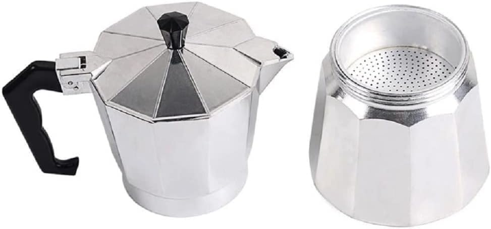 WOLEN Moka Pot – Cafetera y cafetera para estufa, cafetera italiana, cafetera Greca, cafeteras, color plateado (2 tazas)