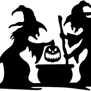 Decoración de silueta de bruja de Halloween para exteriores, 2 brujas negras grandes con caldero, silueta aterradora, reflectantes, impermeables, de Decoración de silueta de bruja de Halloween para exteriores, 2 brujas negras grandes con caldero, silueta aterradora, reflectantes, impermeables, de
