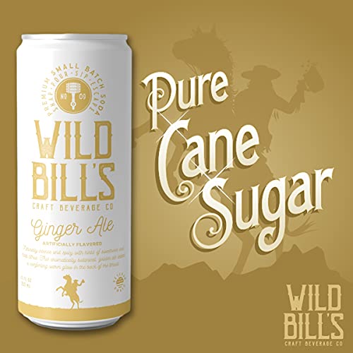 Wild Bill’s Ginger Ale Soda Classic Craft Soda Pop – Bebidas gaseosas hechas con azúcar de caña pura, sin cafeína, sin jarabe de maíz de alta