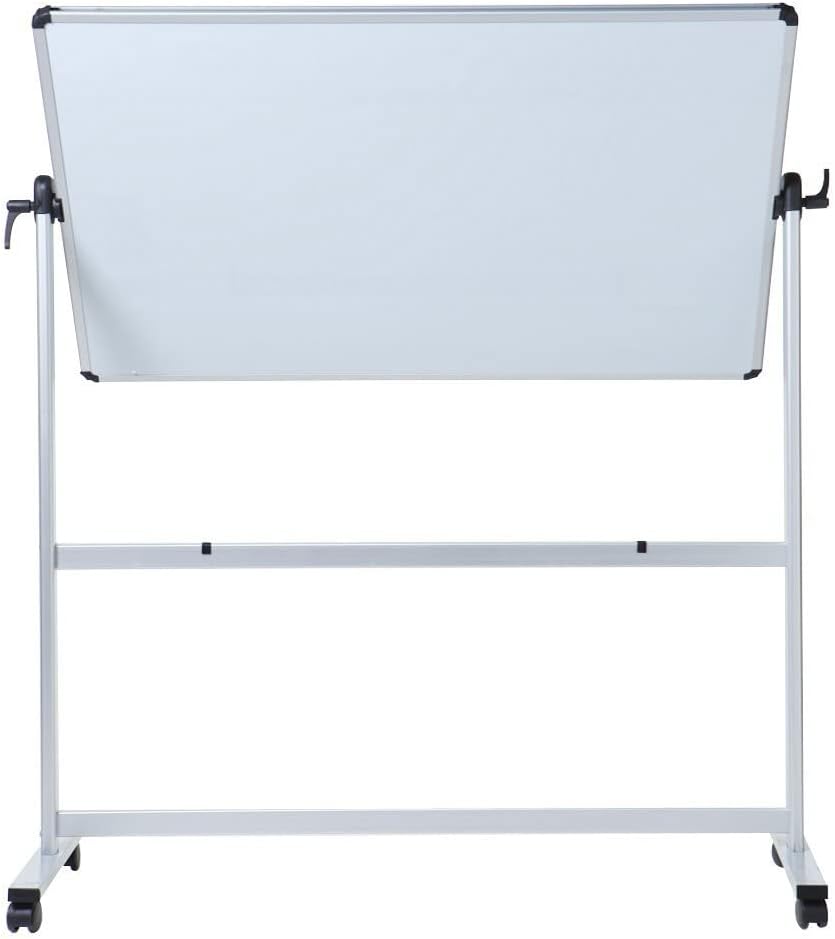 VIZ-PRO Pizarra magnética móvil de doble cara, marco y soporte de aluminio de 72 x 48 pulgadas, con 12 marcadores