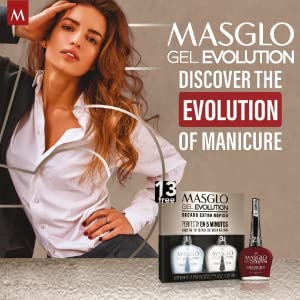 MASGLO GEL EVOLUTION – Esmalte de uñas efecto gel, no requiere lámpara UVLed, duración hasta 12 días, 1 pieza de color Sangre Toro – Effecto Gel sin