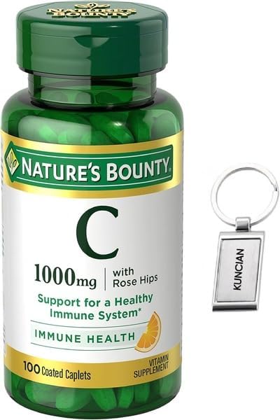 Natures Bounty Vitamina C + Rose HIPS, apoyo inmunológico, 1000 mg, cápsulas recubiertas, 100 unidades (solo herramienta).