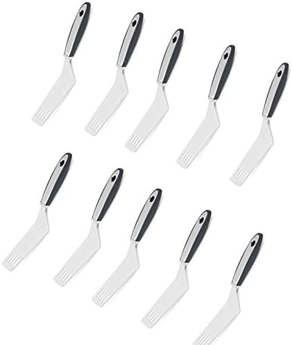 C & L Pie Servidor Pastel Tenedor Pala Espátula ranurada de transferencia Serrated Edge Pala para pizza de acero inoxidable Pasta Cookie Baking,
