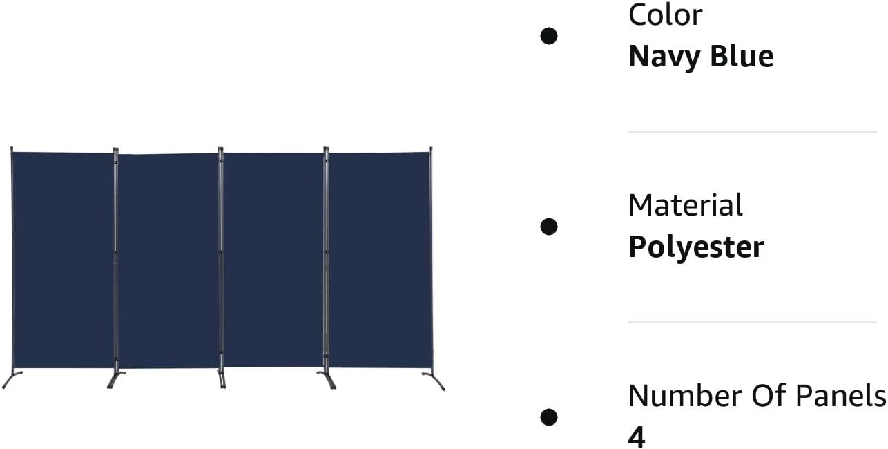 Divisor de habitación de 4 paneles, divisores de habitación y pantallas de privacidad plegables para oficina, separadores de habitaciones de