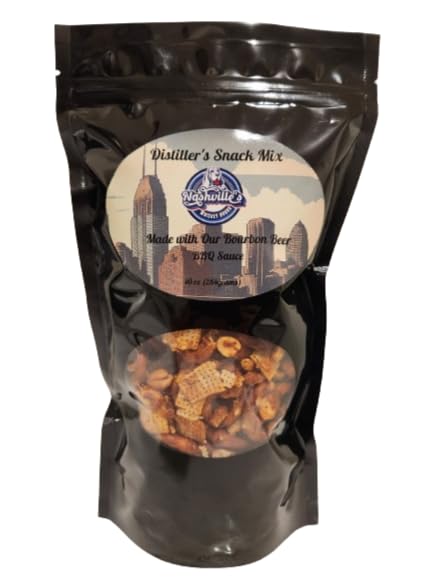 Distiller’s Tasting Room Mix, sabrosa mezcla de pub empapada en salsa BBQ Reaper de cerveza Bourbon, mezcla de fiesta surtida, galletas de arroz,
