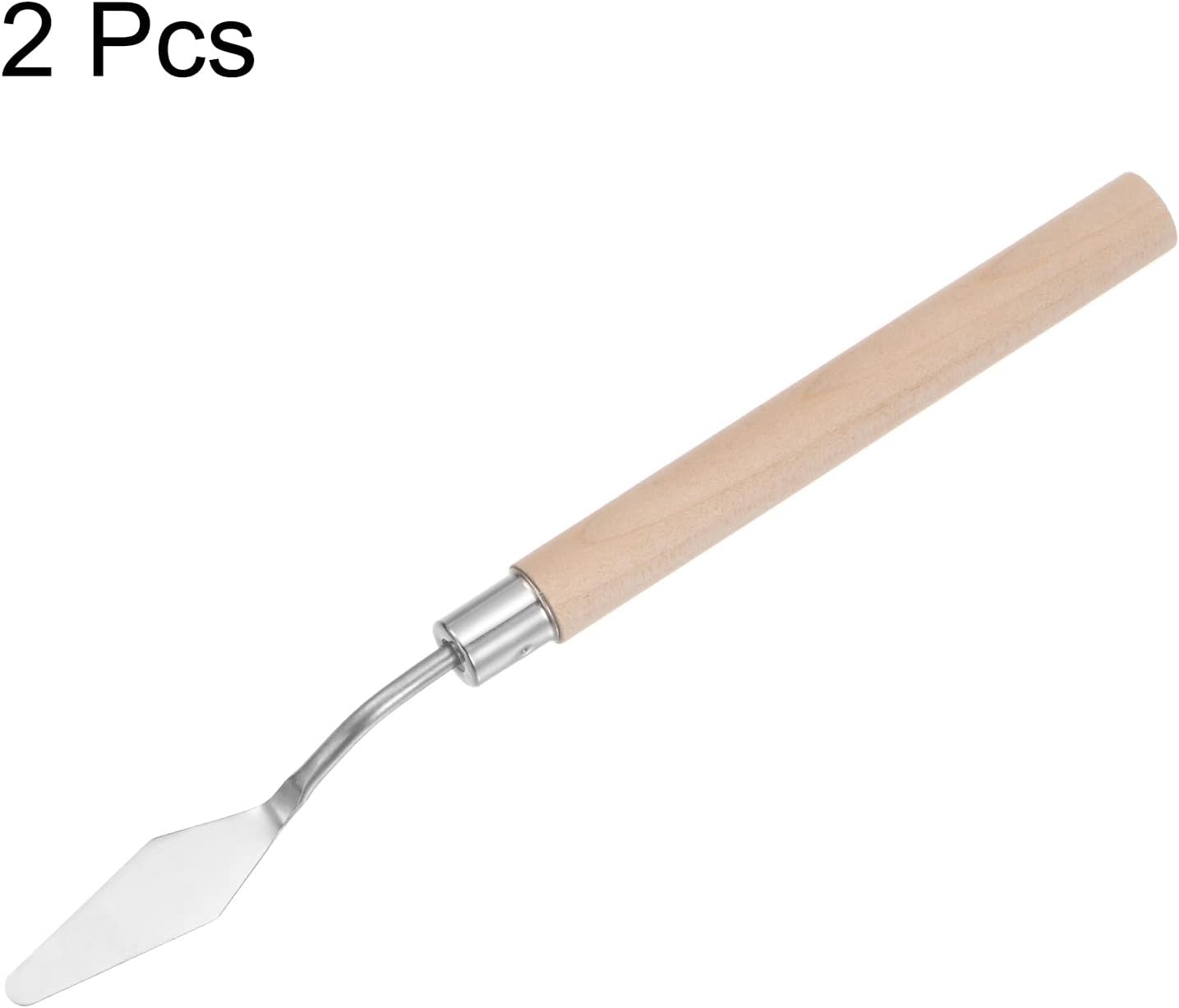 2pcs No.6 Paleta Cuchillos 0.472 in Ancho Acero Inoxidable Pequeña Espátula Puntuosa Pintura Cuchillo de Paleta con Mango de Madera para Óleo