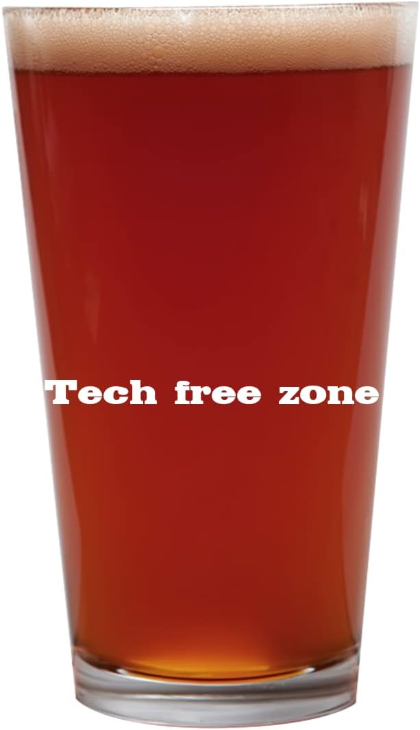 Tech Free Zone – 16oz Beer Pint Glass Cup