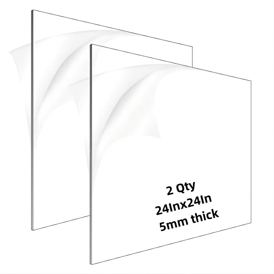 Paquete de 2 hojas acrílicas transparentes de 24 x 24 pulgadas, 316 pulgadas de grosor (0.197 in), hojas de plexiglás, hojas acrílicas para corte