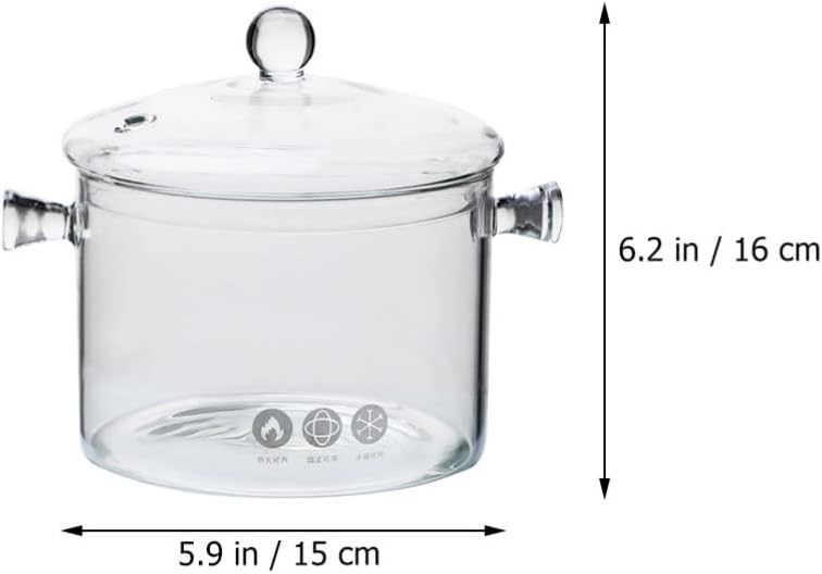 GANAZONO Hervidor de té – Cuencos de vidrio transparente, cacerola con tapa y asa, resistente a la cocina, utensilios de cocina transparentes para