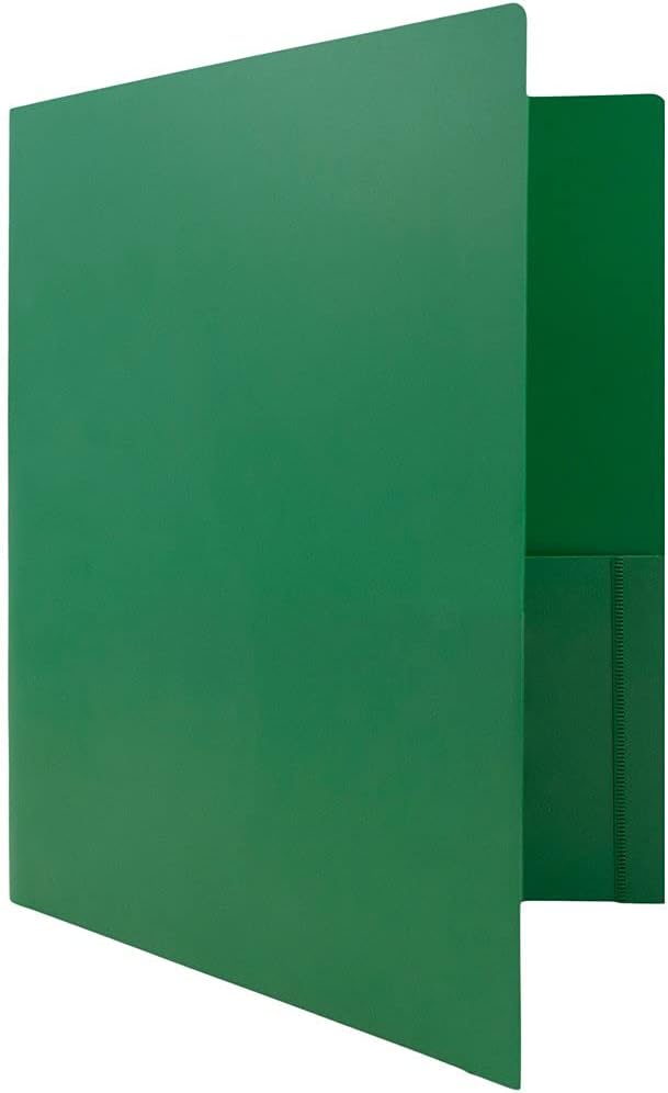 JAM PAPER – Carpetas escolares de plástico resistente con 2 bolsillos, color verde, paquete de 6