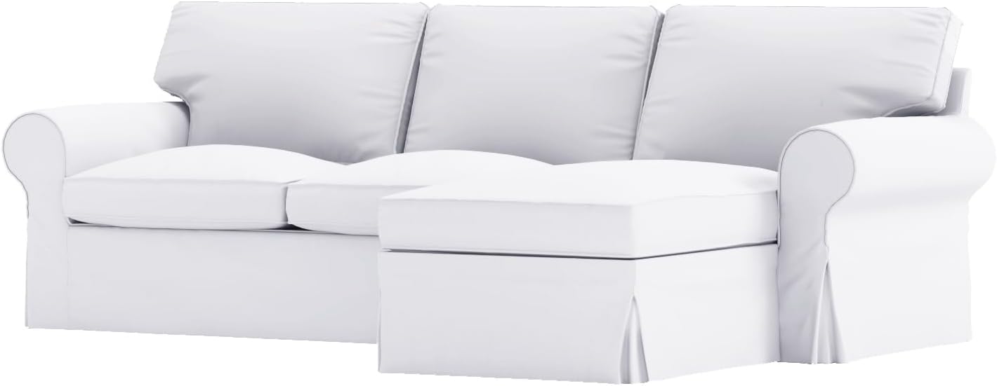 Funda de sofá de algodón denso Ektorp (2 plazas) con funda de repuesto para tumbona, compatible con la funda de sofá modular IKEA Ektorp de 3