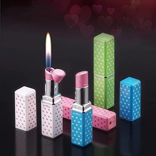 Encendedor de butano para mujeres, creativo lápiz labial, accesorio para fumar butano, encendedor de cigarrillos, recargable, ajustable, de metal,