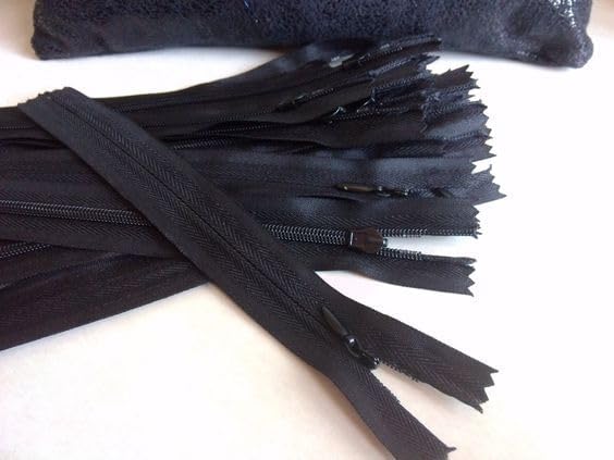 60pcs Grupotwan cremallera de nailon invisible medida 14 pulgadas, herramientas de costura para ropa, bolsos, textiles para el hogar (negro)
