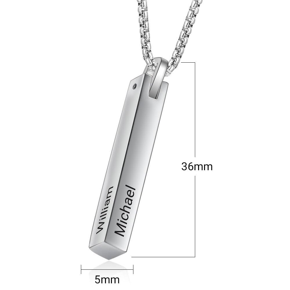 3D Bar Necklace – Bar Necklace with Kids Names – Engraved Mothers Necklace – Custom Couple Necklace – Personalized Bar Pendant – Mom Gift