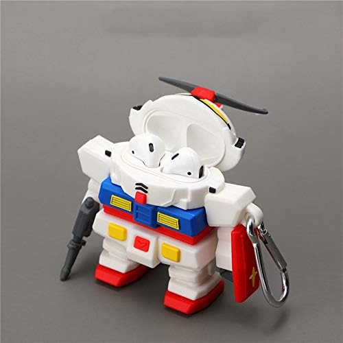 LUCKESSA Creative Cool Hero White Robot Soldier Funda para auriculares para AirPods Pro, Transformer Robot Soft Silicona Fuerte Protección
