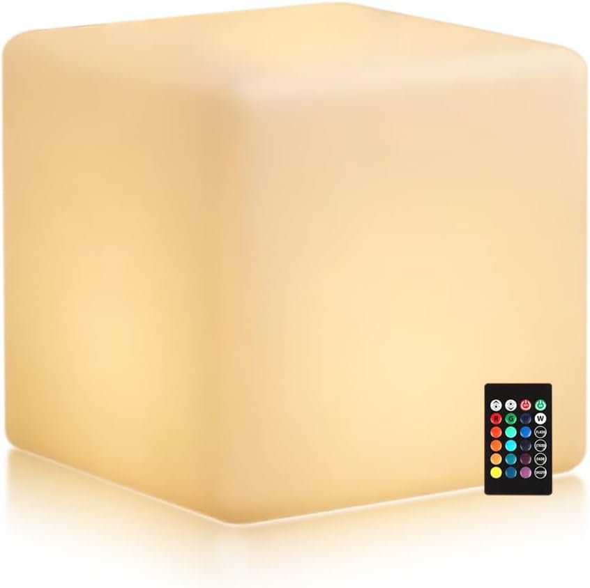 COPU Cubo de luz LED RGB de 20 pulgadas, luces LED que cambian de color, asiento de cubo LED ultra resistente, mesa de cubo LED para decoración de