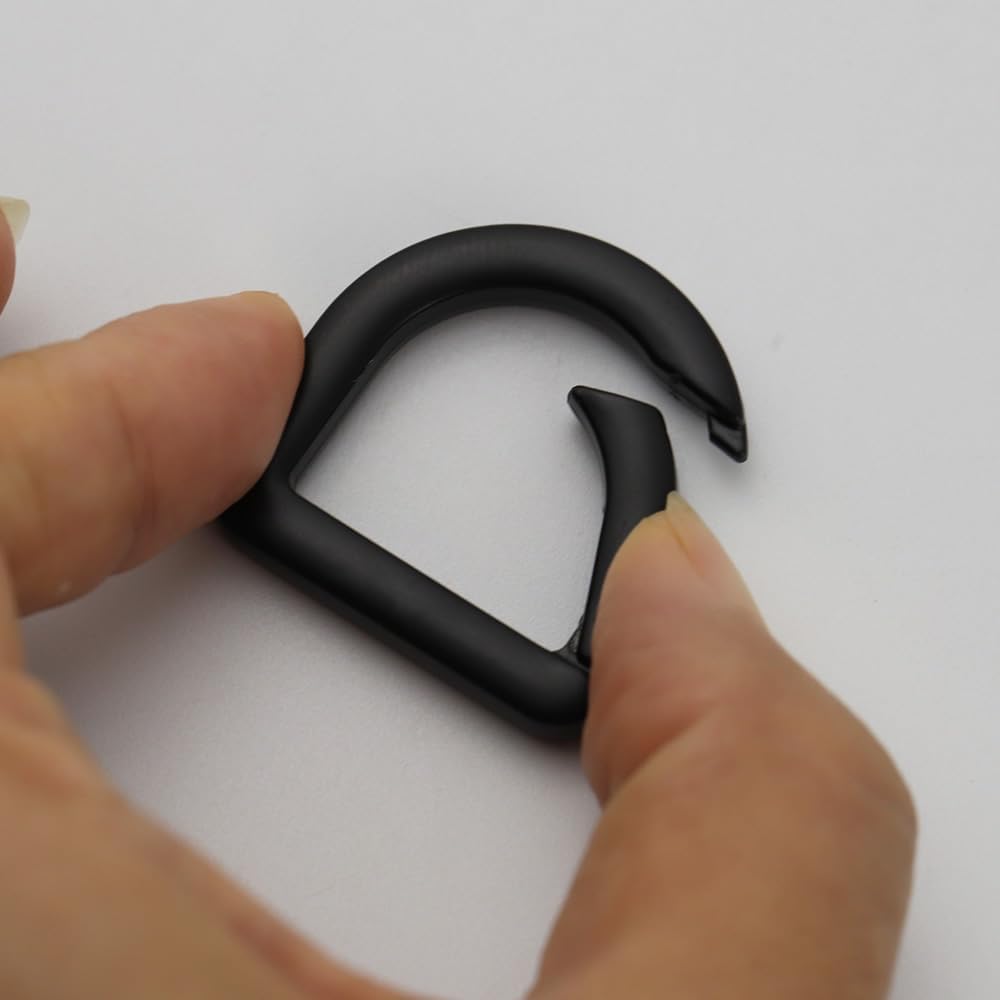 2 llaveros de resorte de metal semicírculo, clip de ganchos de resorte, hebilla de resorte, anillo plano en D para monederos (negro B)