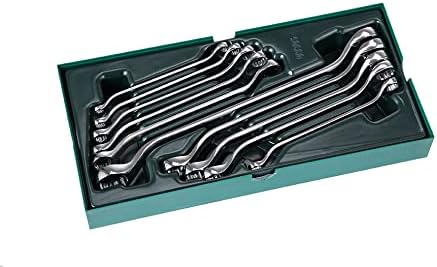 SATA ST09905 – Juego de bandejas de llave de caja doble de 40 grados, 10 piezas, totalmente pulido, color verde