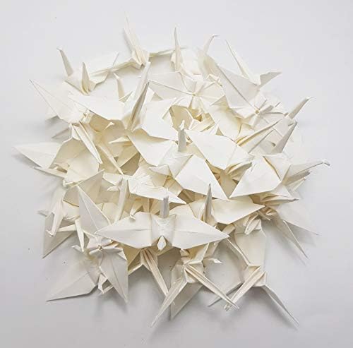 100 grúas de papel de origami, colores marfil, grúas de papel plegadas para bodas, fiestas, cumpleaños, fiestas de niños, telón de fondo, decoración
