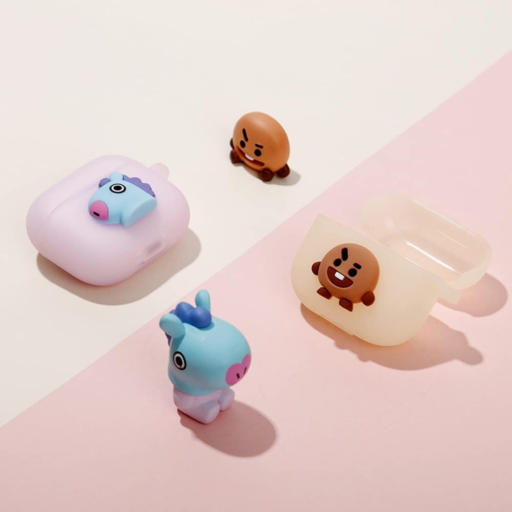 BT21 Funda compatible con Apple AirPods de 3 generación, funda translúcida de gelatina con funda compatible con AirPods 3, carga inalámbrica