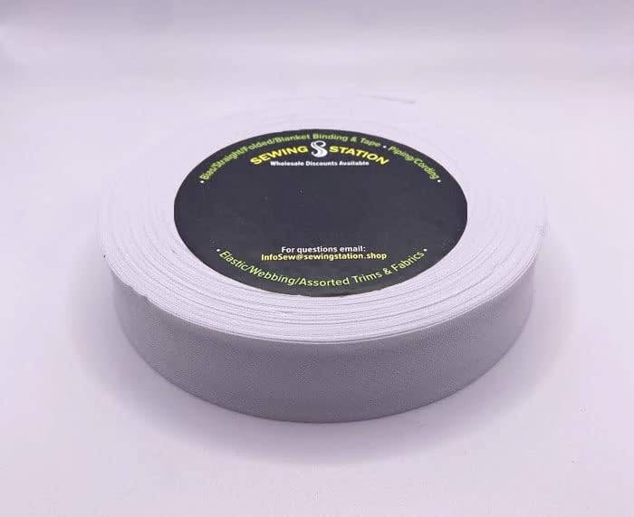 Cinta BIAS de polialgodón doble plegable de 1″ 25 yardas (blanco)