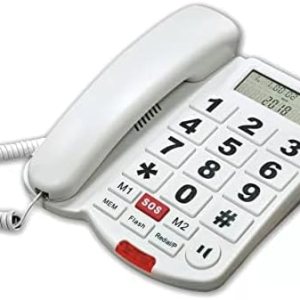 Teléfono fijo Teléfono con botón grande con pantalla para manos libres. El volumen del mango se puede ajustar en tres niveles. El diseño de volumen Teléfono fijo Teléfono con botón grande con pantalla para manos libres. El volumen del mango se puede ajustar en tres niveles. El diseño de volumen