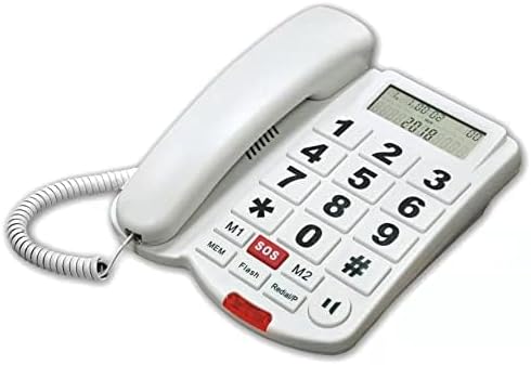 Teléfono fijo Teléfono con botón grande con pantalla para manos libres. El volumen del mango se puede ajustar en tres niveles. El diseño de volumen