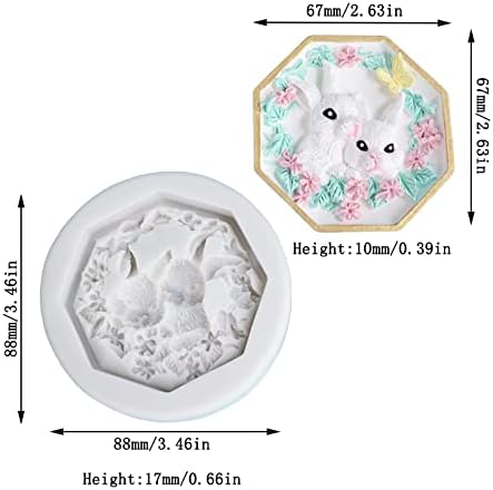 Moldes de silicona con flores y conejos para manualidades, pasteles, fondant, galletas, azúcar, pudín, chocolate, dulces, decoración de postre