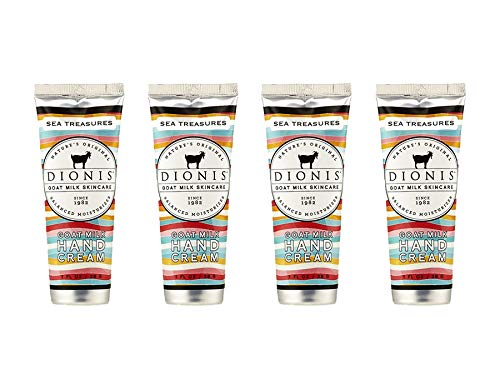 Dionis – Crema de manos perfumada con leche de cabra Sea Treasures (1 oz) – Juego de 4 – Fabricado en los Estados Unidos – Sin crueldad animal y sin