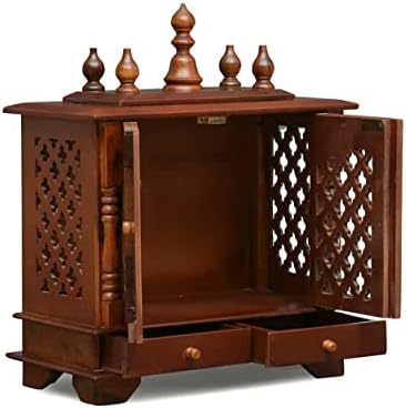 Sharvgun Templo de Pooja Mandir de madera Pooja Ghar de pie, montaje en pared, colgar en la casa, oficina, decoración de templos hechos a mano,