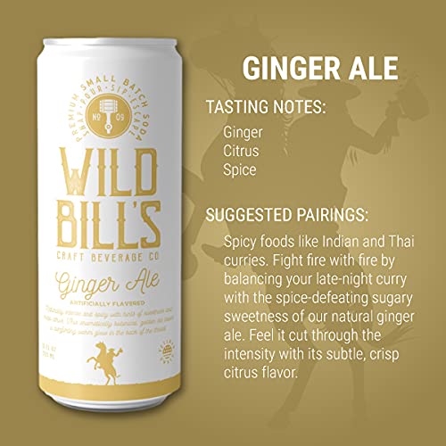 Wild Bill’s Ginger Ale Soda Classic Craft Soda Pop – Bebidas gaseosas hechas con azúcar de caña pura, sin cafeína, sin jarabe de maíz de alta