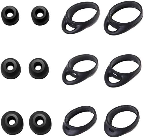 Zotech 6 pares de almohadillas de silicona para las orejas y ganchos SML para Samsung Gear IconX (edición 2018) SM-R140 (negro)