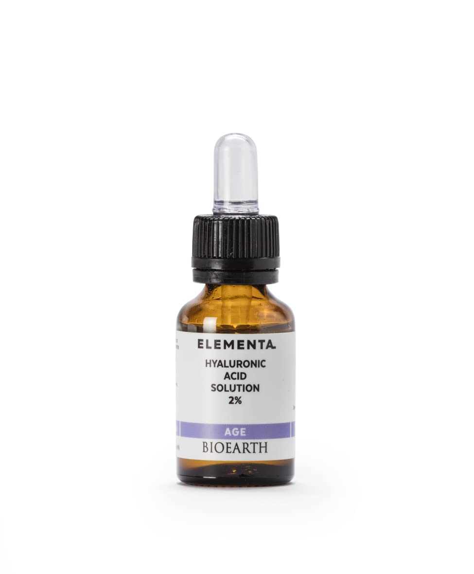 Bioearth Elementa, AGE – Suero facial con 2% de ácido hialurónico y aloe vera orgánico, hidratante y reafirmante, fabricado en Italia, vegano,
