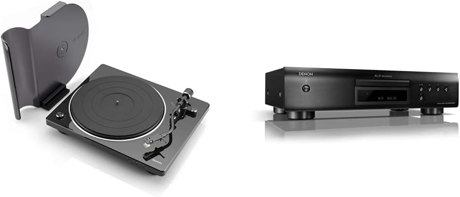 Denon Tocadiscos analógicos semiautomáticos DP-450USB  Salida USB para grabación, negro y reproductor de CD compacto DCD-600NE en un diseño