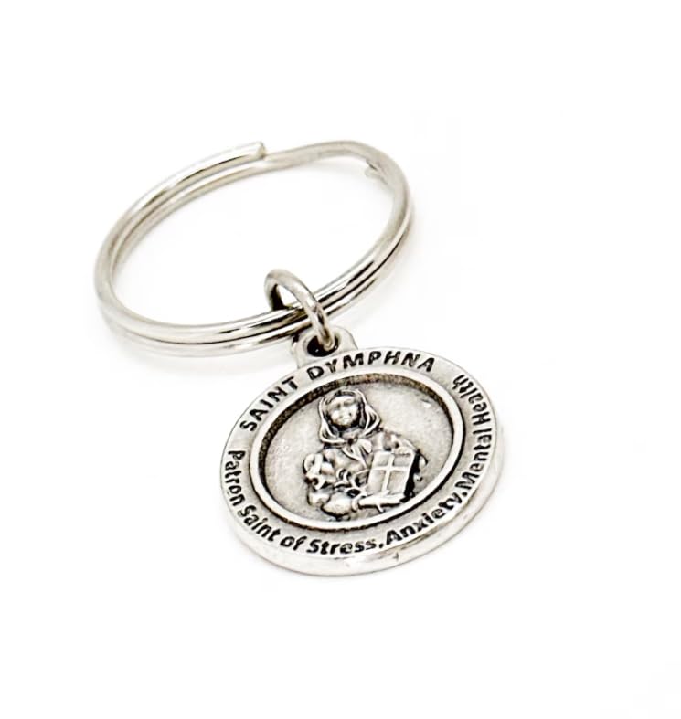 Saint Dymphna Keychain, Patron Saint Of Stress Anxiety And Mental Health, Catholic Saints, Faith Gifts, Anti-Anxiety Prayer, No More Stress