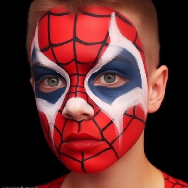 BOBISUKA Pintura facial roja, kit de pintura corporal en crema mezclable, negro ojo para deportes, pintura facial para payaso Joker Demon Devil