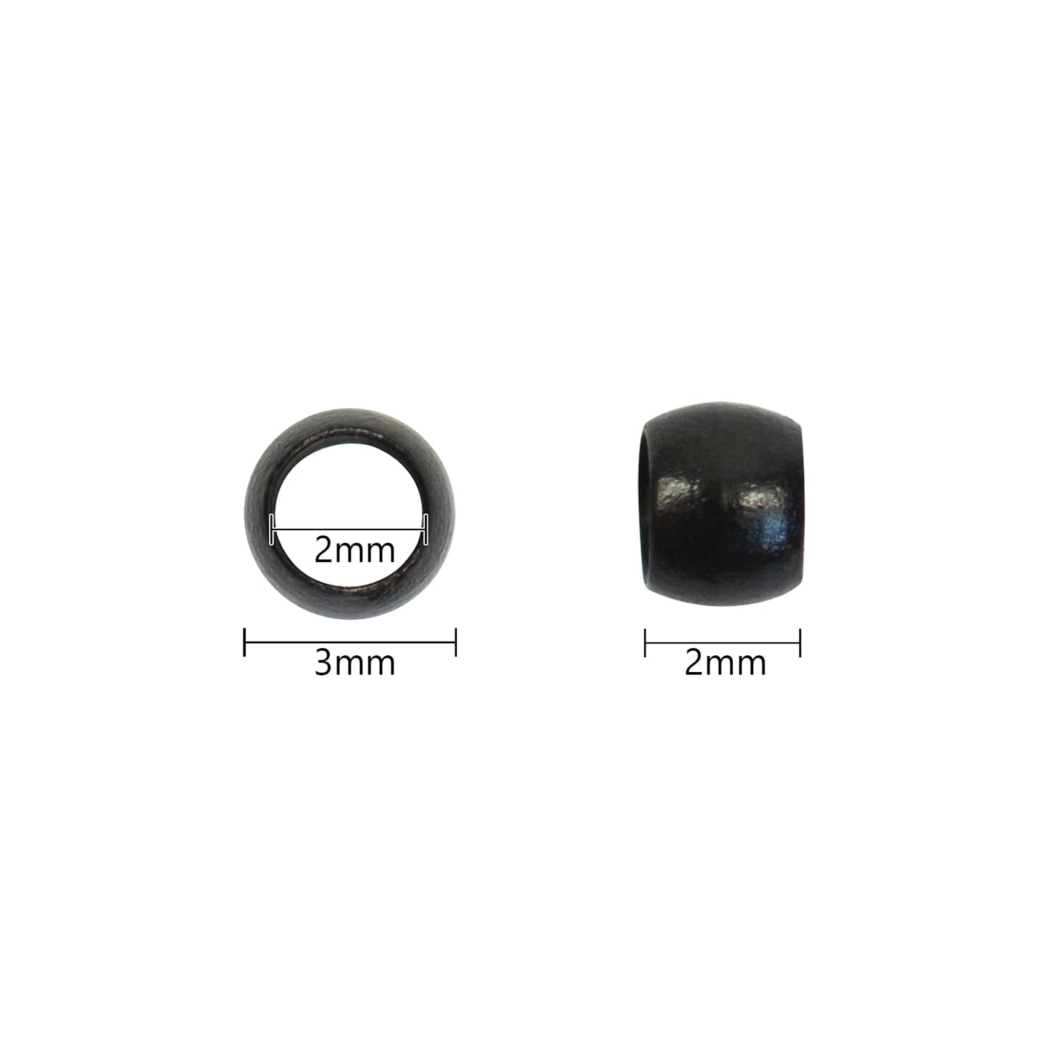 200 piezas de nano cuentas de 0.118 pulgadas (0.118 in), microenlaces de cobre, nano anillos, cuentas de pelo para extensiones de cabello (negro)
