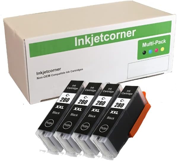 Inkjetcorner Cartucho de tinta de repuesto compatible para PGI-280XXL PGI 280 XXL BK para uso con TR8622A TR8620A TR8622A TR8620 TS702A TS9521C