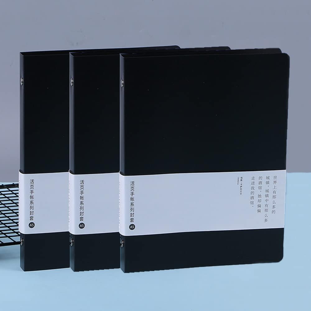 Carpeta A5 PP con 6 anillas rellenable, 6 anillas, con capacidad para papel de 5.7 x 8.27 pulgadas, anillo de 0.7 pulgadas, paquete de 3 unidades