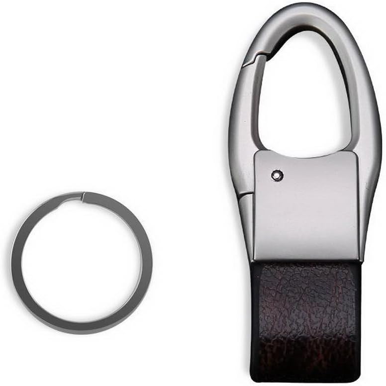 Llavero de cuero para automóvil con clip de mosquetón con 1 llavero de ganchos, soporte para bolso, cinturón, llavero, llavero, regalo resistente